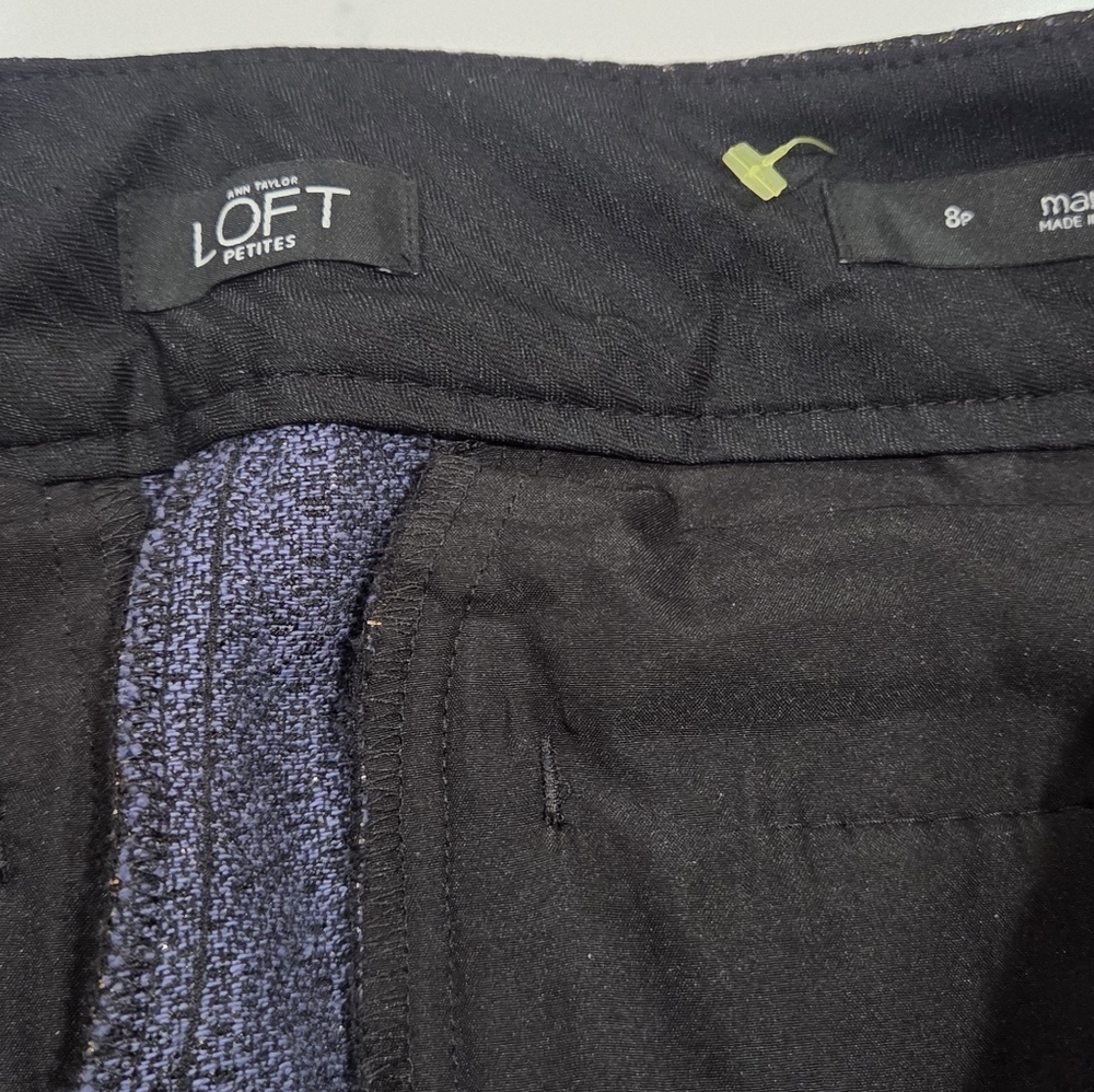 Ann Taylor LOFT Pants 8 Marisa Metallic Brocade Jacquard Pencil Ankle NWOT. - Picture 4 of 12